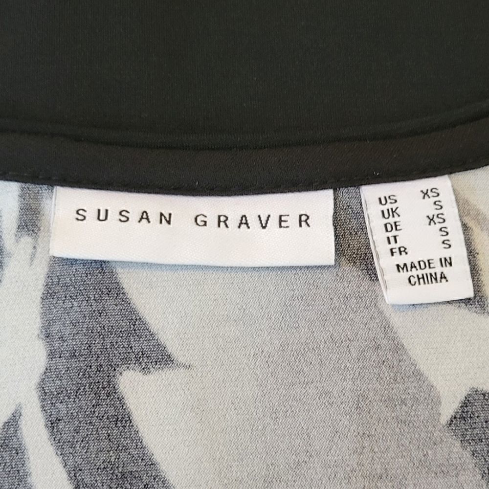 Susan Graver Black Leaf Patterned Liquid Knit Tank Top Size Xs — image 5 of 6